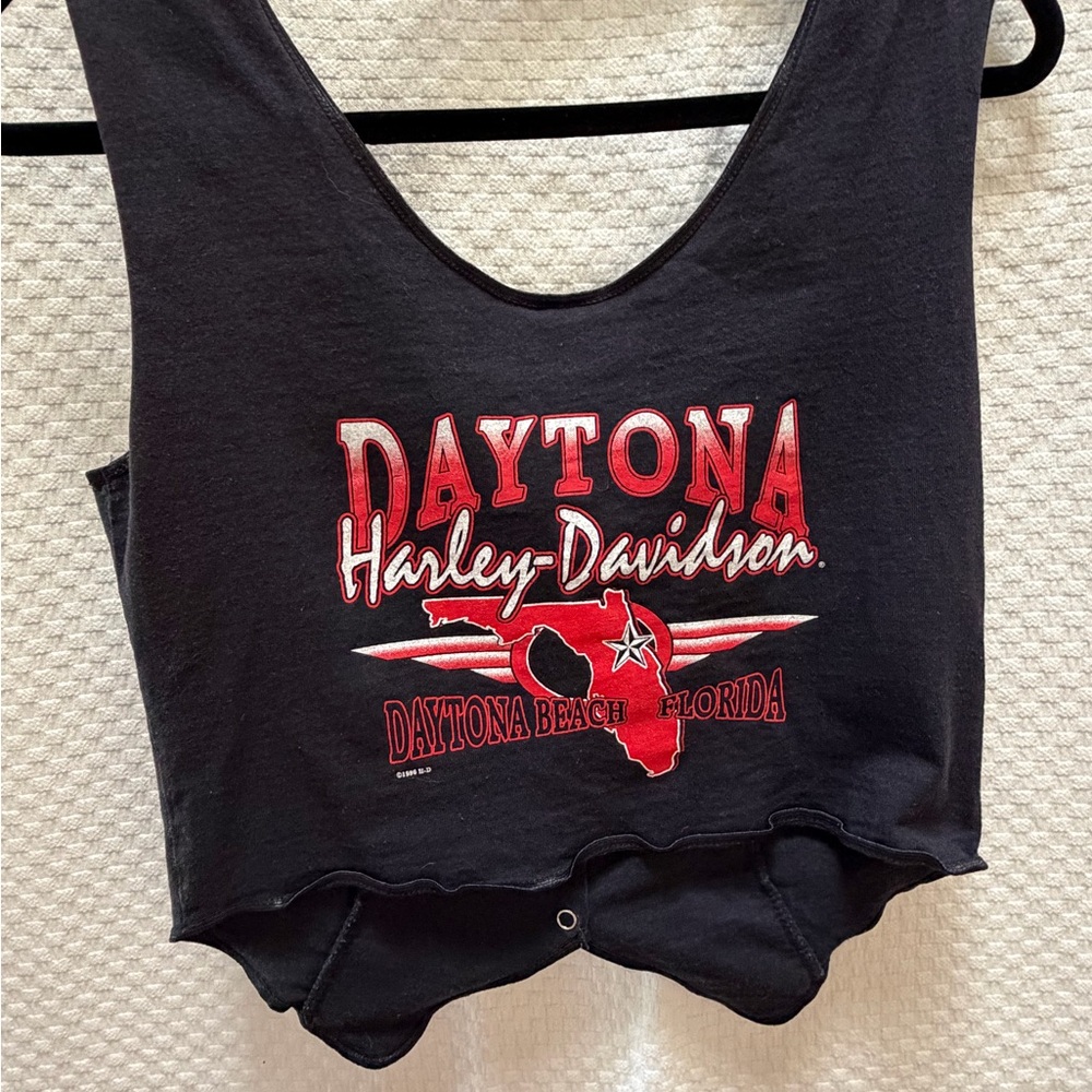 Harley-Davidson Vintage Women's Black Floral Button-Up Vest - Picture 3 of 4